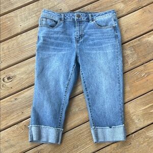 d. jeans Recycled Repreve Denim Wide Roll-Cuff Capri Women’s Size 10